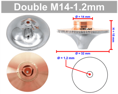 Laser Nozzle Curved head หัวโค้ง M14-1.2mm (Double)