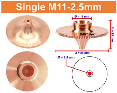 Laser Nozzle Curved head หัวโค้ง M11-2.5mm (Single)